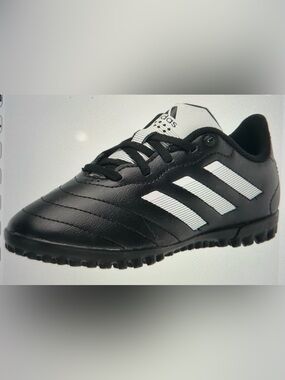 Toddler Adidas Black Turf Soccer Shoe with White Stripes (size 10.5)